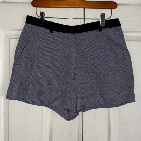 Sandro Blue Cotton/Linen High Waist Shorts - Picture 1 of 6